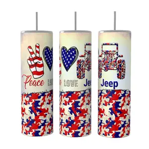 Peace, Love Jeep 20 oz Tumbler Coffee Drinkware Insulated Lid Skinny Portable