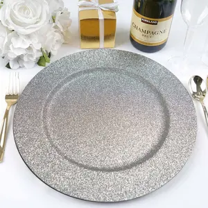Set of 6 - 13" Glitter Plastic Charger Plates, Stylish and Durable for Dinner Parties and Weddings, Round and different Color Birthday Dinner Plates Birthday Dinner Plates