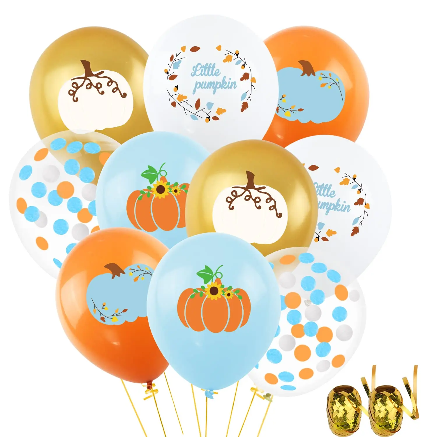 Blue Pumpkin Balloon Garland for Fall Baby Shower and Thanksgiving Party Decorations for Boys
