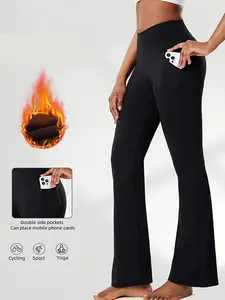 Women's Warm Fleece Lined Yoga Pants, High Waisted Thick Tapered Leggings for Fall & Winter, Supportive & Comfortable Fitness Trousers, Sports Bottoms