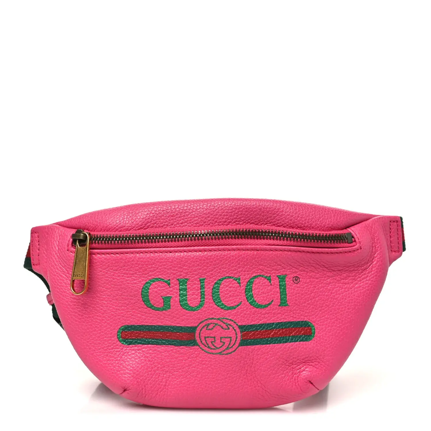 Pre-owned GUCCI Calfskin Shoulder Bags Grained Small Logo Belt Bag Box Pink Green
