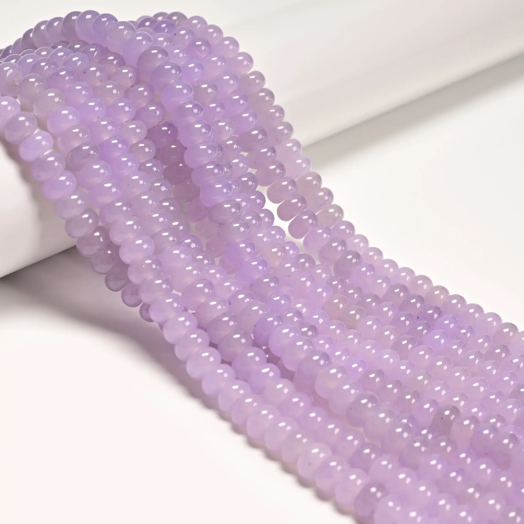 Taro Purple Color Dyed Jade Smooth Rondelle Beads Size 5x8mm 15" Strand