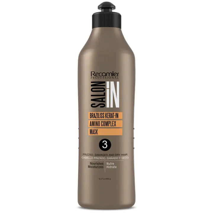 Recamier Professional Braziliss Keratin Amino Complex Step 3 Salon Hair Mask - 35.27oz Protein-Based Nourishing Curl Haircare Treatment with Hydrolyzed Keratin, Glycerin, Shiny Moisturizer & Healthy Hair Products Formula Hair Restore