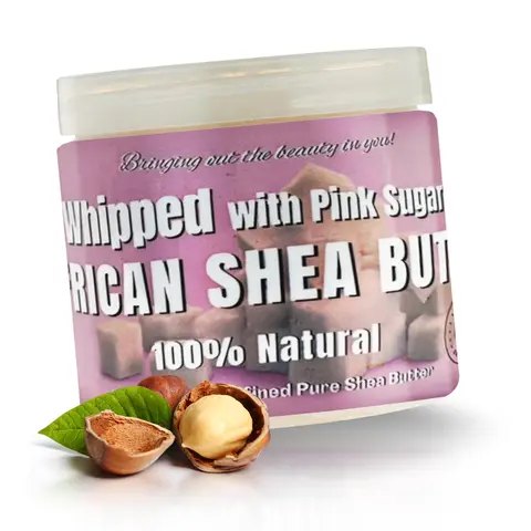 Whipped Shea Butter - Pink Sugar - 100% Pure & Natural African Shea Butter - Ultimate Handcrafted Moisturizer with Essential Vitamins for Radiant Skin and Luscious Hair