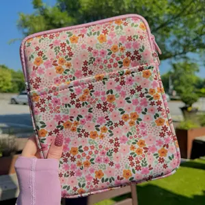 Ditsy Floral Spring Book & Kindle Pouch, Medium E-Reader Zip up Book Sleeve, Bookworm Gifts, Book Protector, Girly Pink Book Accessorie