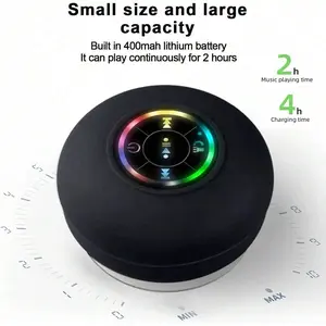Portable Bluetooth Wireless Speaker,Hands-Free Calling Bluetooth Speaker,Mini Shower Speakers With LED Light,IPX4 Waterproof Speaker With Strong Suction Cup For Bathroom,Travel, Outdoor,Party