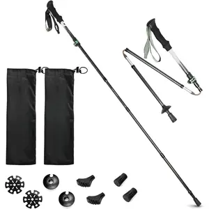 Carbon Fiber Hiking Poles - 2 PC Ultra Lightweight / 0.5LB Collapsible Hiking & Walking Sticks for Men and Women, Folding Trekking Poles for Camping Backpacking,with Quick Flip Lock,EVA Handle