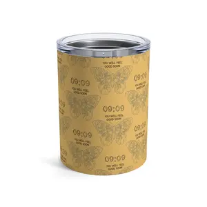 Light Brown Tumbler 10oz, Angel Number 909 Accept Yourself, Numerology Gift, Positive Energy Cup, Manifestation Gift, Law of Attraction Gift
