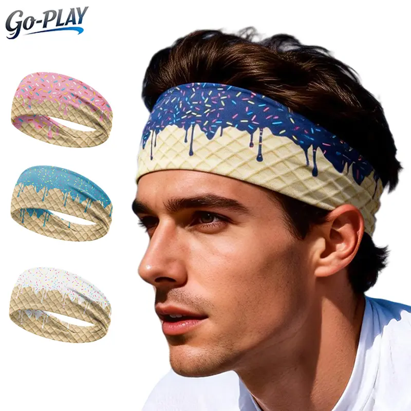 Ice Cream Drip Baseball Headband - Parent Child Matching Milk Silk Sweatband Y2K Aesthetic Dopamine Fashion Multi-Color Elastic Sports Headbands for Teenagers Kids Baseball Football Golf