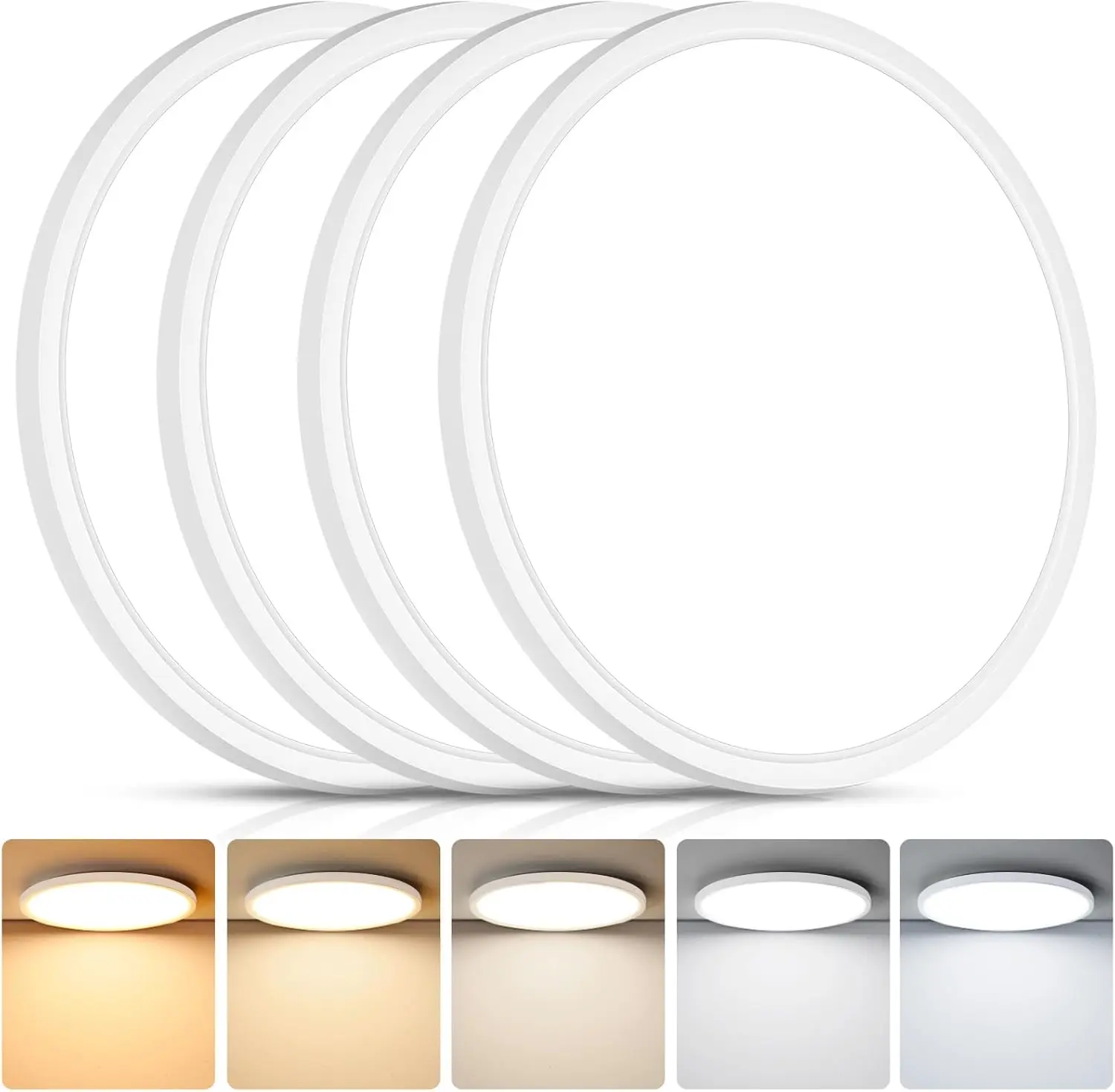【Wired】MATULSA 4Pack LED Flush Mount Ceiling Light Fixture, 12 Inch 24W, Super Slim 0.67 Inch, 3200LM, Dimmable & 2700K-6500K 5 Color Selectable LED Ceiling Lights for Bedroom