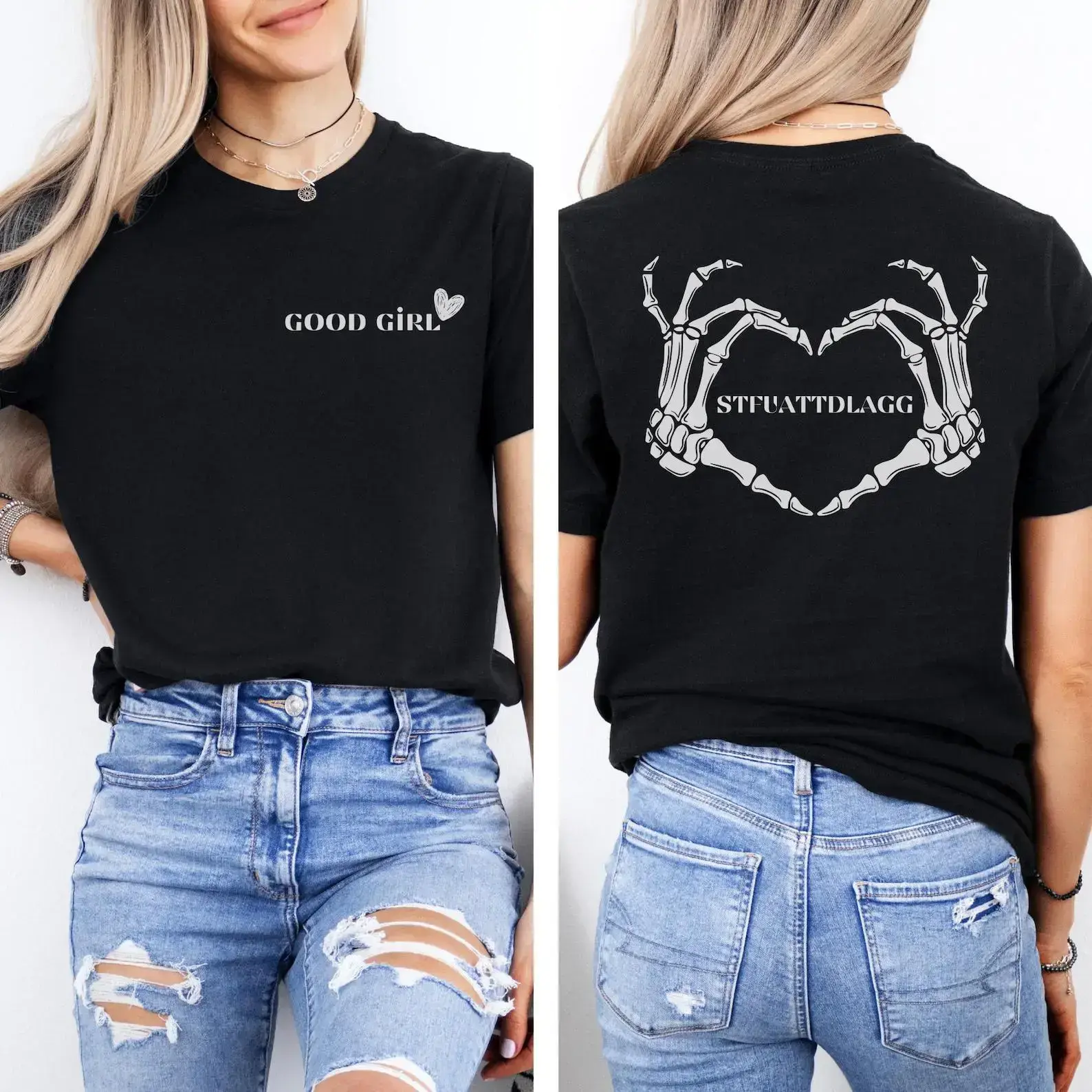 Good Girl T-Shirt, STFUATTDLAGG Shirt, Dark Romance Shirt, Morally Grey Readers Tee, Pitch Black, BookTok merch, Dark Romance reader shirt
