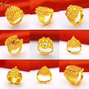 Coppergold plated Flower Ring With No Fading Color Imitationgold Ring Adjustable Size Open Finger Rings Gifts for Women
