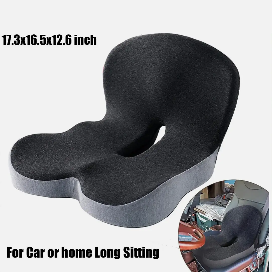 Ergonomic Memory Foam Seat Cushion with Lumbar Support - Office Furniture Accessory for Office, Car Use