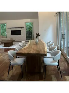 Live Edge Slab Dining Table With Wooden Legs