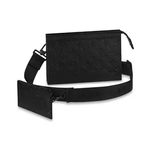 Louis Vuitton Gaston Two-in-One Classic Monogram Embossed Leather Crossbody Bag for Men in Black
