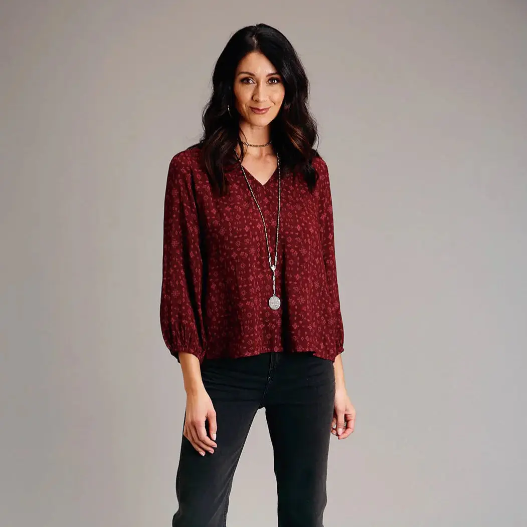 Stetson Ditzy Red Rayon Blouse