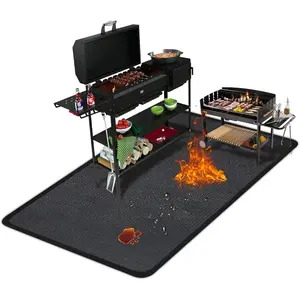 76 X 51 Inches Grill Mats for Outdoor Grill Extra Large BBQ Matt for Under Grilling Fireplace Mat Heat Resistant Fireproof Pad