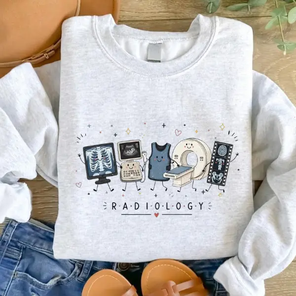 Women's Fleece Tops - X-Ray Tech T-Shirt, Radiology Tech Sweatshirt, Breathable Everyday Style Medical Imaging Graphic Gift for Radiologic Technologists, Soft