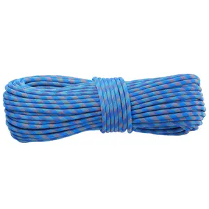 【fathersdaygift】VEVOR 10.2mm Dynamic Climbing Rope, 60M(197ft) Outdoor Rock Climbing Rope 25KN Breaking Tension, Fiber Rope with Steel Snap Hooks for Escape, Rappelling, Fire Rescue, Blue
