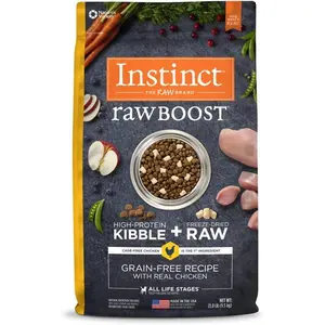 Raw Boost Natural Dry Dog Food with Freeze Dried Chicken Pieces, High Protein Grain Free Recipe Made with Real Chicken, 21 lb Bag