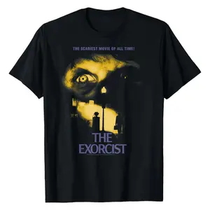 Vintage The Exorcist scary film Retro Scream Movie graphic t shirts Scary Halloween Horror Nights tops large size Men's clothing