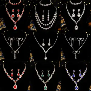 Elegant Bridal Necklace & Earrings Set - Rhodium Plated w/ Sparkling Crystals | Timeless Wedding Jewelry for Bride