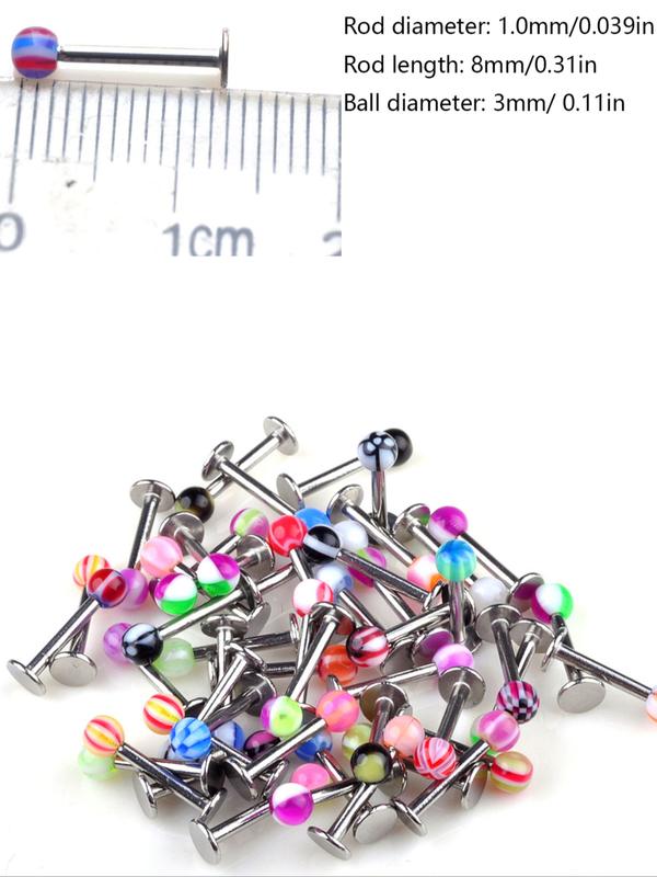 100pcs Stainless Steel Body Jewelry Set, Belly Rings Tongue Piercings Eyebrow Nose Lip Studs, 20 Models, Casual Colorblock Style, Nose Piercings Kit
