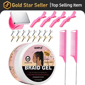 All in One Braiding Kit with Parting Tools Finger Comb Hair Clips Wristband Braid Gel for Stitch Braids Styling