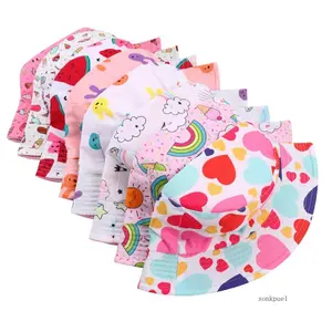 Double Sided Baby Bucket Hat Cute unicorn Letter Embroidered Children Boys Girls Fisherman Cap Spring Summer Outdoor Kid Sun Hat