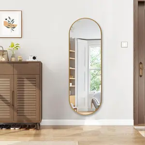 Oval Full Length Mirror, 48"16" Wall-Mounted Mirror with Metal Frame, Ultra-Clear Explosion-Proof Dressing Mirror, Simple and Classic Deco for Cloakroom/Bedroom/Living Room,
