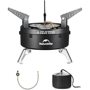 Naturehike 3-Burner Portable Gas Stove for IGT Table, Foldable Isobutane Camp Stove with Storage Bag, Perfect for Outdoor Camping & Tailgating Cooking FathersDayGift