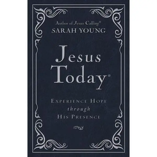 USED Book - Jesus Today Deluxe Edition, Leathersoft, Navy, with Full Scriptures: Experience Hope Through His Presence (a 150-Day Devotional) by Young, Sarah (Imitation Leather) - english