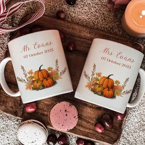 Autumn Wedding Mr and Mrs mug with name and date / Pumpkin mug / Christmas Valentine's Day gift Newlywed / Wedding Anniversary Engagement hob3jswbq96e
