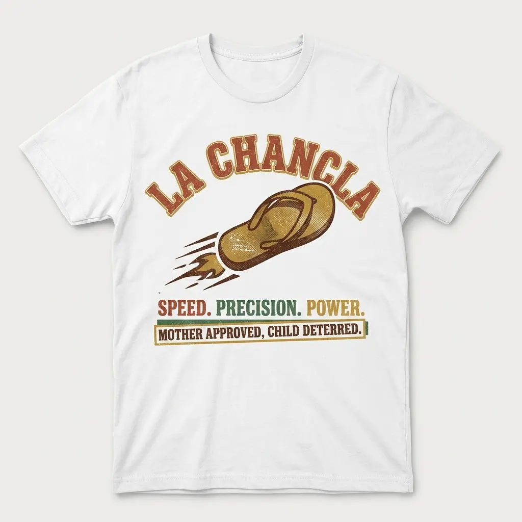 Casual Graphic T-Shirt for Women, Funny La Chancla Slipper Print, Oversized Vintage Cotton-Blend Tee, Short Sleeve Round Neck Streetwear Top