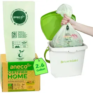 Include 10 Bonus Bags 100% Compostable Waste Bags 2.6 Gallon, Extra Thick Kitchen Small Compost Bags for Countertop Bin, 110 Count (100 + 10 Extra)