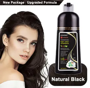 EISHOWT Hair Color Shampoo 4-in-1 Long Lasting 500G Cleanser Cleansing Comfort Smooth Conditioner Gentle Haircare gray natural gray hair grey coverage black  gingers long-lasting hair dye shampoo