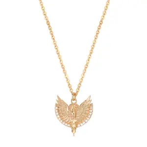 FetteroDainty Gold Eagle Necklace  Gold Plated Vintage Cubic Zirconia Eagle Pendant Necklace Genuine Elegant for Jewelry Gifts