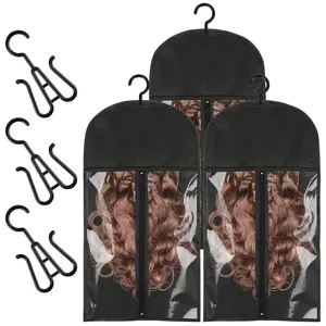 3Pcs Extra Long Wig Storage Bags (31.5 Inch) with Hanger Hair Extension Wig Storage Hanger Bags for Multiple Wigs with Tags Organizer Dust-Proof Home Travel Closet Wigs & Accessories