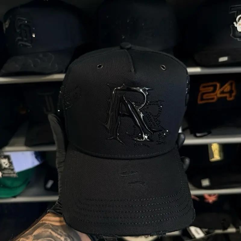 Total Black GAD Cap with Embroidered Logo and Adjustable Strap