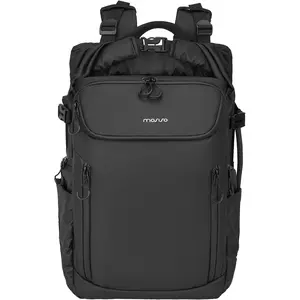 MOSISO Waterproof Camera Backpack, DSLR/SLR/Mirrorless Large Camera Bag Photography Backpack with Expandable Roll Top Compartment&16 inch Laptop Compartment&Tripod Holder for Canon/Nikon/Sony, Black