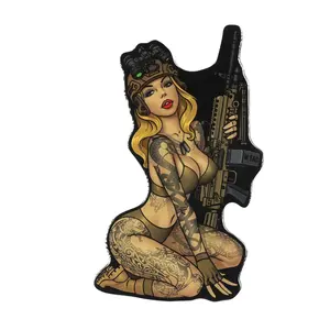 AT4 Pinup Girl Sticker – Sexy Redhead Soldier with Rocket Launcher, Tactical Military Decal
