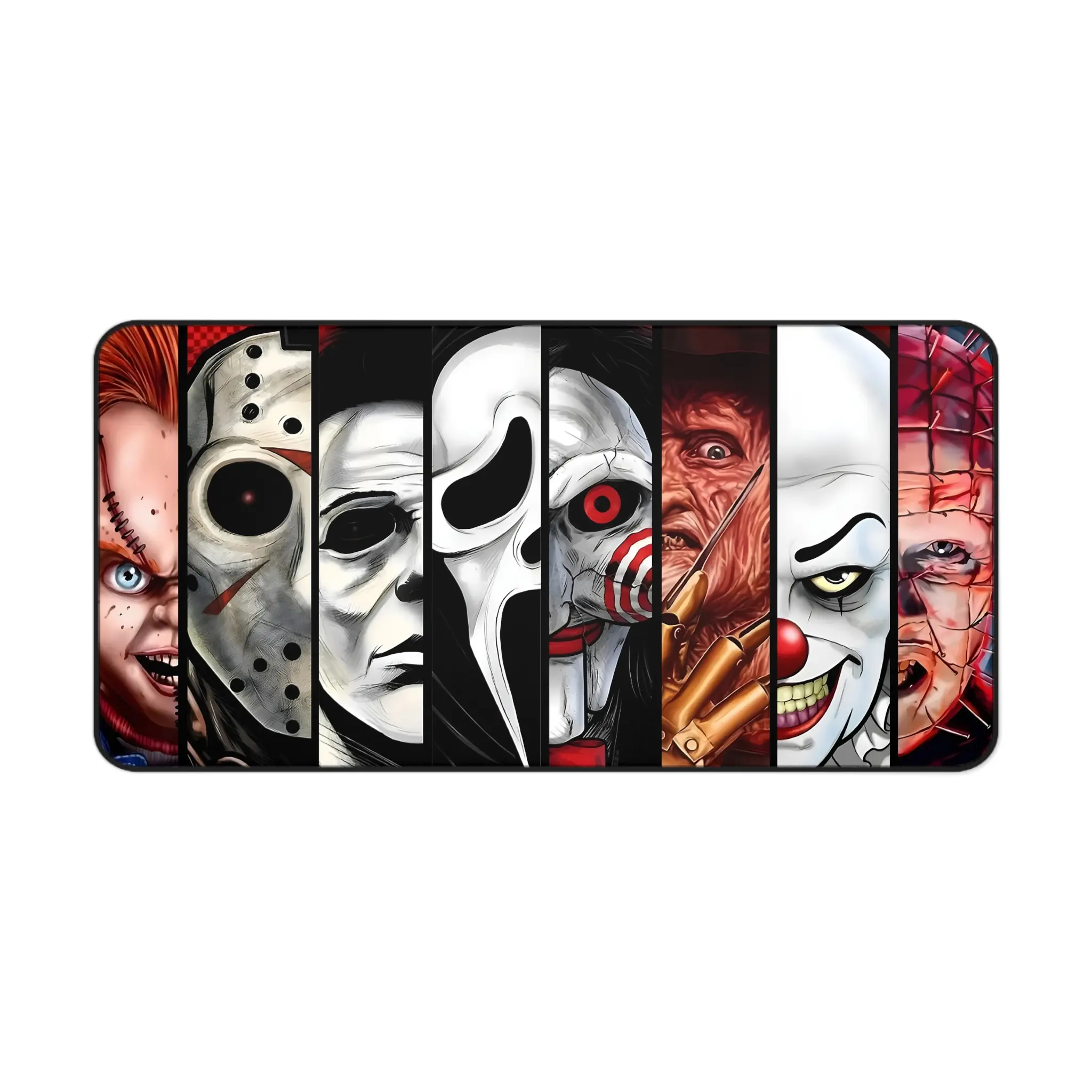 Horror Icons Desk Mat Creepy Movie Character Halloween - Anti-Slip Rubber Base Extra Large Gaming Mousepad - Desk Accesories