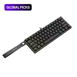 AJAZZ NK61 small configuration wired mechanical keyboard red switch gaming/office dual-use mixed light/RGB e-sports gaming mechanical keyboard light and thin body computer office keyboard ABS flat keycap suitable for gaming and office