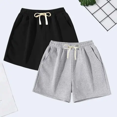 Men's Simple Fitted 4-Inch Fleece-Lined Soft Lightweight Polyester Shorts Nightwear (2-Pack) - Menswear, Elastic Mid Waist Normal Type Drawstring Bottoms, Ideal for Summer Holidays & Everyday Wear