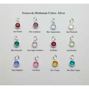 Birthstone Charm Silver Plated