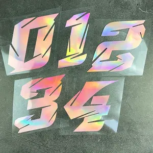 1PC Arabic Numerals 0 To 9 Motorcycle Stickers, Can Be Combined with Racing Codes, Waterproof and Durable Vinyl Stickers, Suitable for Motorcycle Fuel Tanks, Front Windshields, Scooter Bodies, Personalized Motorcycle Modification Decorations (pink Laser)