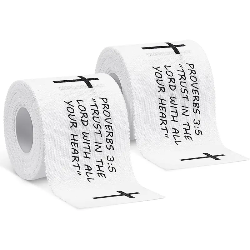 2 Pack Christian Athletic Tape  - 2 Inch x 23 Feet Bible Verse Sports Tape with Cross Design, Jesus Inspired Wrist Wrap for Soccer Football Baseball Gymnastics, Perfect Religious Gift for Easter Good Friday