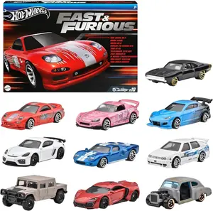 Hot Wheels HVX27 Fast and Furious 10 Car Pack Vehicle Toy Mini Car 3 Years Old and Multi