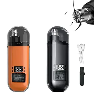 Portable Nose Hair Trimmer for Men & Women – Waterproof, USB Rechargeable, Painless Eyebrow Facial Hair Shaver with LED Display, Dual Edge Blades for Easy Cleaning