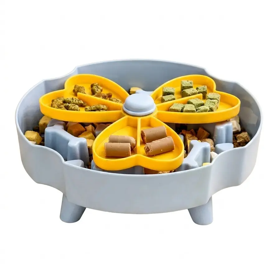 Rotating Slow Feeder Bowls, Anti-Choking Puzzle Dog Food Bowls, Raised Food Bowl Anti-Slip Interactive Feeding Slow Down Eating, Bloat Stop Maze Dishes for Medium Breeds